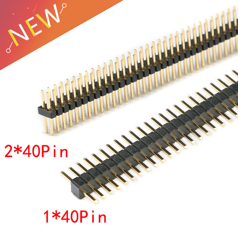 10 pcs/lot 1.27mm 1*40 2*40 broches en-tête mâle pitch mâle simple/Double rangée broche en-tête bande plaqué or cuivre connecteur ► Photo 1/6