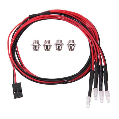 Pièces de voiture radiocommandées pour TRAXXAS HSP HPI REDCAT Axial SCX10, phare à 4 LED, lumière blanche/rouge de 3mm, accessoires pour jouets ► Photo 1/6