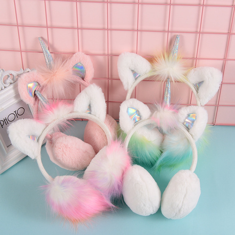 Protège-oreilles d'hiver pour enfants | Joli couvre-oreilles épais et en peluche licorne, couvre-oreilles de haute qualité, accessoires plus chauds pour enfants, cadeaux pour enfants ► Photo 1/6