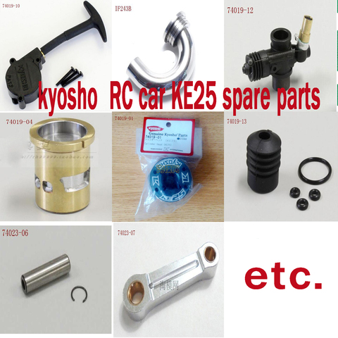 Kyosho – pièces détachées pour moteur KE25 1: 8 à télécommande, tête de cylindre, piston, extracteur manuel, coude d'échappement, carburateur, etc. ► Photo 1/6