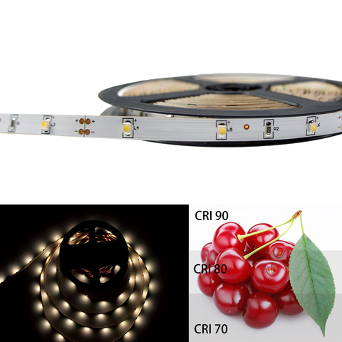 Bande lumineuse LED Flexible, dc 12v, 5 mètres, CRI>90, SMD3528, 150LED, 70lm/ft, indice de rendu des couleurs élevé, CRI90 ► Photo 1/1