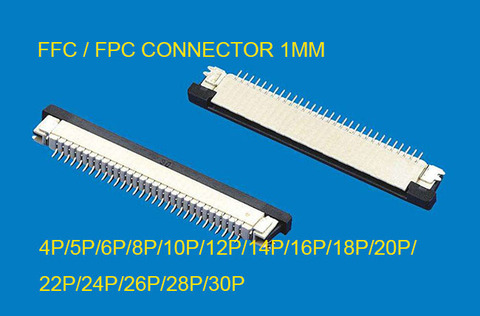 10 pièces de connecteur FFC/FPC, connecteur plat de Type tiroir, 1mm, 4 broches 5 6 7 8 10 12 14 16 20 22 24 26 28 30P, Contact supérieur ► Photo 1/2