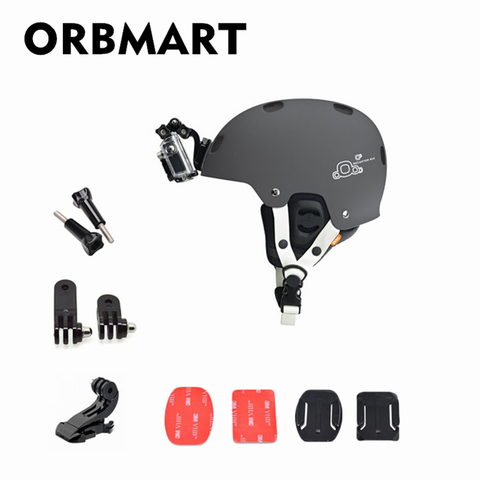Orbmart casque Kit de montage avant avec réglage support adhésif incurvé j-crochet boucle pour Gopro Hero 4 3 Xiaomi Yi Sport caméra ► Photo 1/5