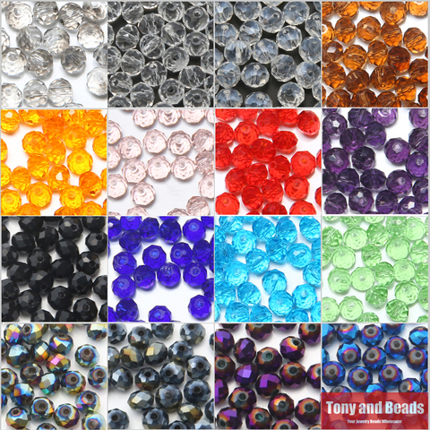 2lots de plus 10% de réduction! (40 Pcs/Lot) 8mm mélangé à facettes verre cristal Rondelle perles d'espacement pour la fabrication de bijoux 17 couleurs ► Photo 1/1