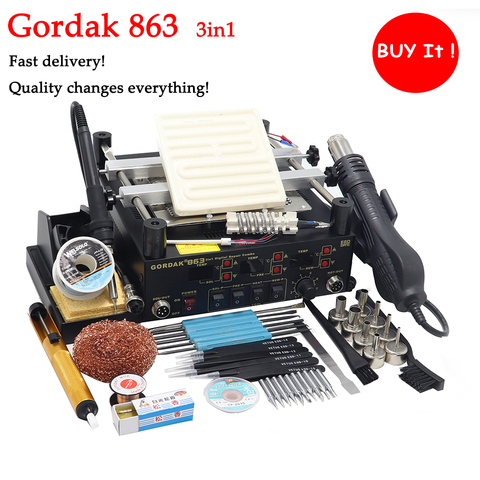 Gordak 863 BGA – Station de réparation de préchauffage 3 en 1, avec pistolet à Air chaud 450W, outils de réparation de téléphone ► Photo 1/6