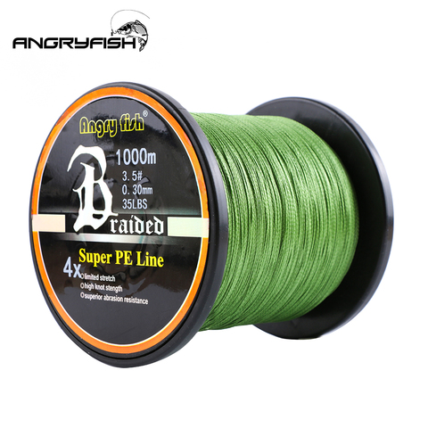 Angryfish-ligne de pêche tressée 8 couleurs, ligne Super PE, résistante, 1000m, vente en gros ► Photo 1/6