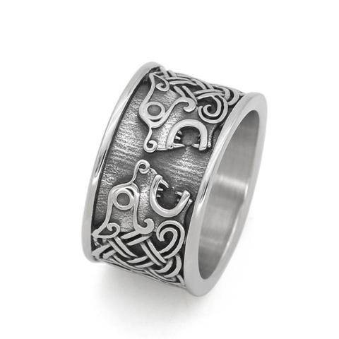 Bague viking nordique en acier inoxydable, anneau à nœud d'ours, amulette à nœud celtique ► Photo 1/6