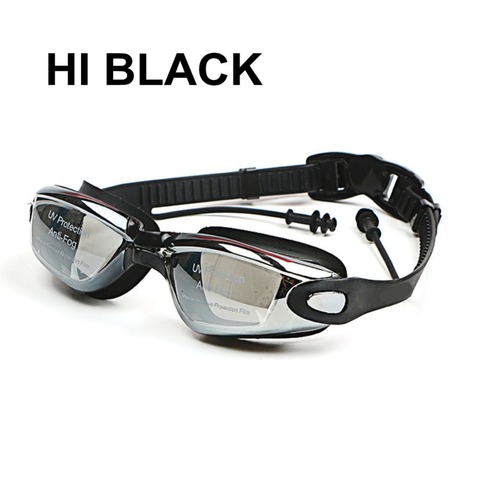 Lunettes de natation professionnelles en Silicone myopie lunettes de natation Anti-buée UV avec bouchon d'oreille pour hommes femmes lunettes de sport dioptriques ► Photo 1/6