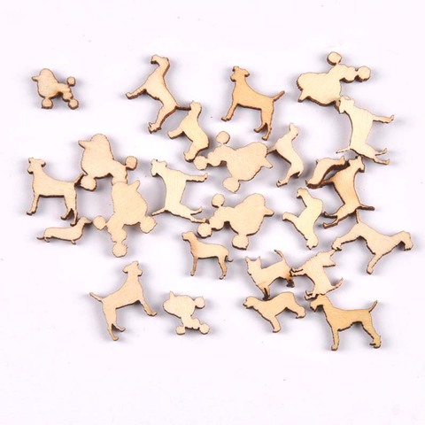 Motifs de chiens en bois inachevé, bricolage pour décoration de la maison, scrapbooking, artisanat fait à la main en bois, 10-15mm, 50 pièces/ensemble ► Photo 1/5