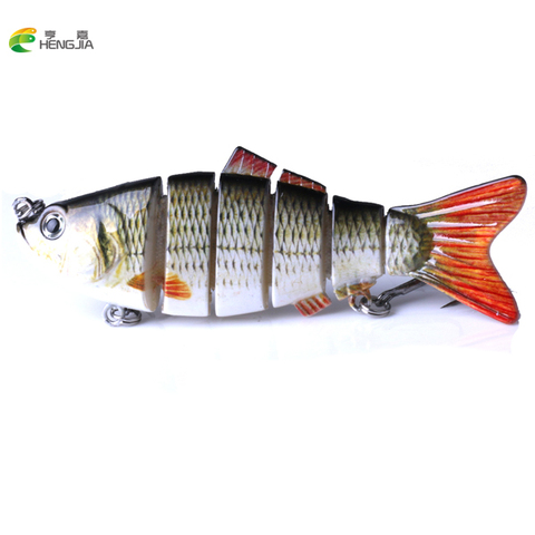 HENGJIA Wobblers de pêche réaliste leurre de pêche 6 segments nagbait appâts durs appâts durs Isca lent leurres artificiels matériel de pêche ► Photo 1/1