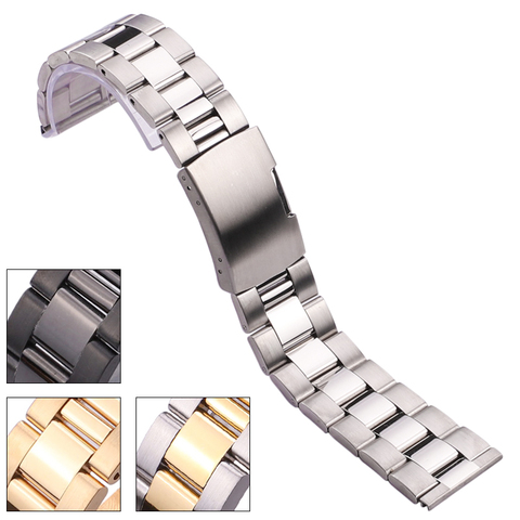 Bracelet de montre en acier inoxydable massif, 18mm 20mm 22mm 24mm, or argent noir, accessoires ► Photo 1/1