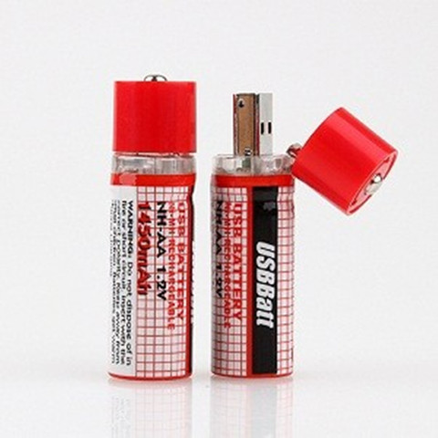 Batteries rechargeables USB AA 1.2V 1450MAH Nimh 1.2 MAH AA longue durée de vie, 2 pièces/lot, en Promotion ► Photo 1/1