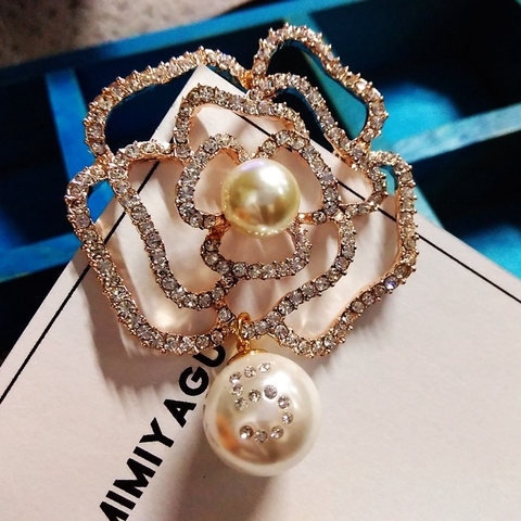 Broches à fleurs de style coréen de luxe, broches à revers, n ° 5, perles, broches florales pour femmes ► Photo 1/6