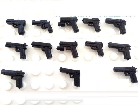 Kits de 13 pièces de pistolet de ville, armes à feu swat, police militaire, modèles de pièces, briques, figurines originales, Mini jouets pour enfants ► Photo 1/1
