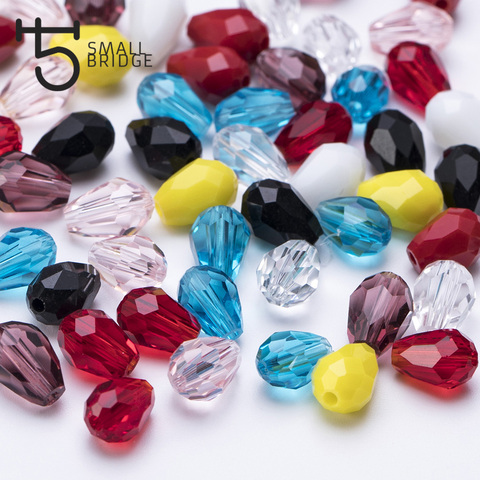 Perles en cristal autrichiennes, couleurs mélangées, pour la fabrication de bijoux, bricolage artisanal, perles en verre à facettes larges, briolettes, Z808 ► Photo 1/6