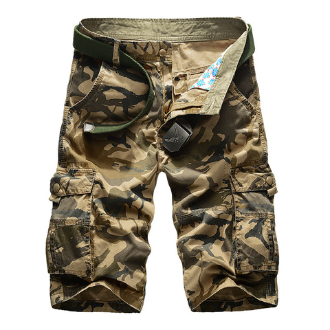 Camouflage Cargo Shorts hommes 2022 nouveau hommes décontracté Shorts mâle lâche travail Shorts homme militaire court pantalon grande taille 29-44 pas de ceinture ► Photo 1/6