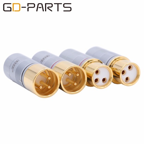 EIZZ Tellure Cuivre 3 Broches Mâle Femelle XLR Connecteur MIC Serpent Plug Adaptateur 24 k Or plaqué Pour HIFI Audio AMP Microphone DIY ► Photo 1/6