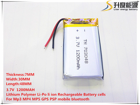 703048 3.7 V 1200 mAh 703050 Lithium polymère li-po Li ion piles rechargeables pour Mp3 MP4 MP5 GPS mobile bluetooth ► Photo 1/3