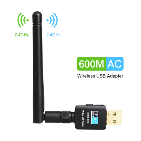 TEROW-adaptateur USB Wi-fi 802.11ac 5.8/2.4GHz/600 GHz, récepteur haute vitesse, mb/s, antenne, carte réseau sans fil ► Photo 1/6