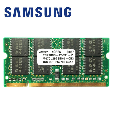 Samsung ordinateur portable DDR ddr1 1GB 512M 333MHz pc-2700 pc-2700s 1G mémoire ordinateur portable RAM 200pin sodimm 333mhz Module 2700 S ► Photo 1/3