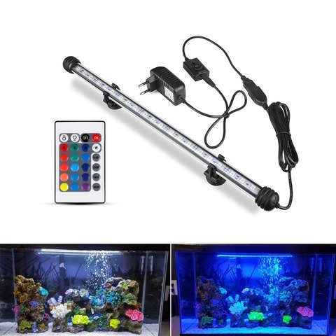 Lampe LED étanche pour Aquarium 19/ 29 / 39 / 49 CM, lampe Submersible à pince, décor aquatique, prise ue ► Photo 1/6