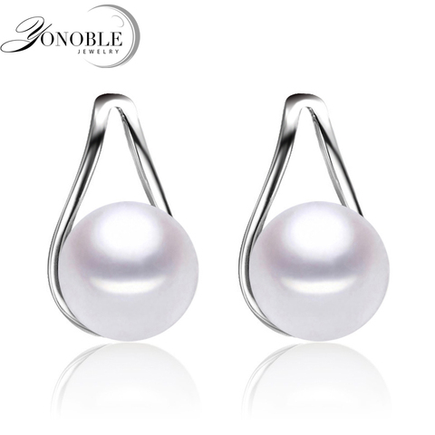 Boucles d'oreilles en argent sterling 925 véritable, bijoux en perles d'eau douce pour femmes, perles naturelles, cadeau d'anniversaire pour fille ► Photo 1/1