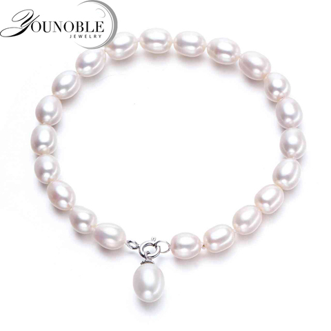 Bracelet en perles d'eau douce blanches naturelles pour femmes, joli Bracelet à brins de perles de Style OL ► Photo 1/5