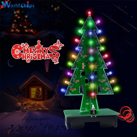 3D arbre de noël bricolage Kits 7 couleurs lumière Flash LED Circuit arbres de noël décoration de noël à LED cadeau de noël Kits de bricolage ► Photo 1/6