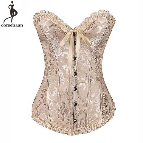 Corset Bustier, grande taille pour femmes, Jacquard Floral, style gothique, Sexy, couleur unie, collection à lacets ► Photo 1/6