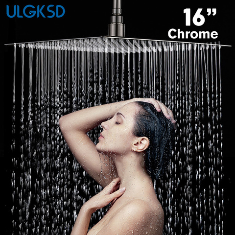 ULGKSD – pomme de douche 16 pouces, luxe, pluie ultra-fine, acier inoxydable, Chrome Nickel, accessoire de robinet de salle de bains ► Photo 1/6