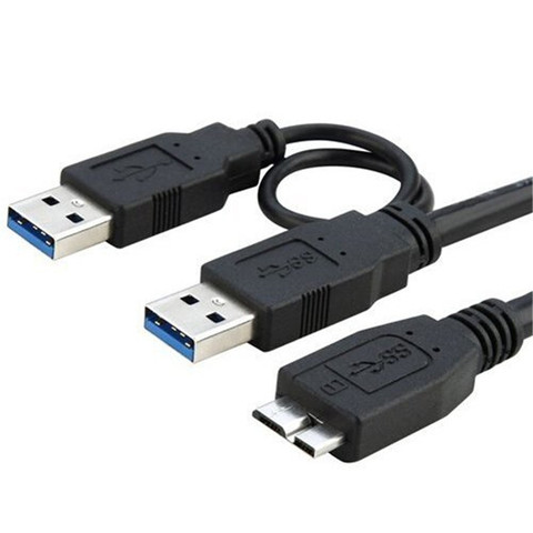 Câble USB 3.0 mâle vers Micro USB 3 Y avec alimentation usb supplémentaire USB3.0 mâle vers Micro USB3.0 B câble adaptateur mâle pour disque dur HDD ► Photo 1/3