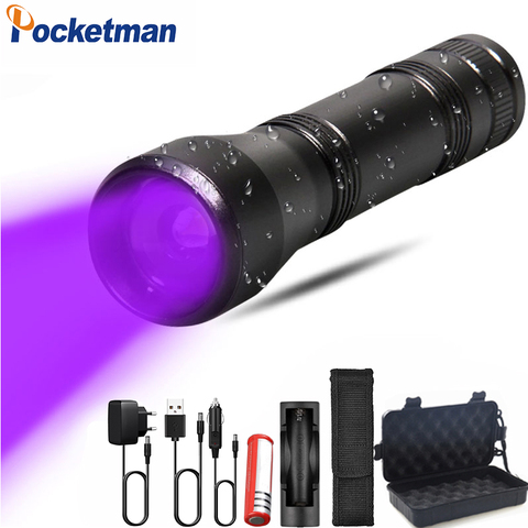 LED lampe de poche UV lumière UV L2/T6 lumière blanche LED lampe torche 5 Mode Zoomable 395nm lumière ultraviolette lumière noire par 18650 batterie ► Photo 1/6