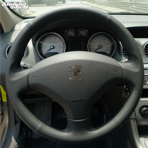 BANNIS-housse de volant en cuir noir | Cousu à la main, pour ancienne Peugeot 408 /Peugeot 308 ► Photo 1/4