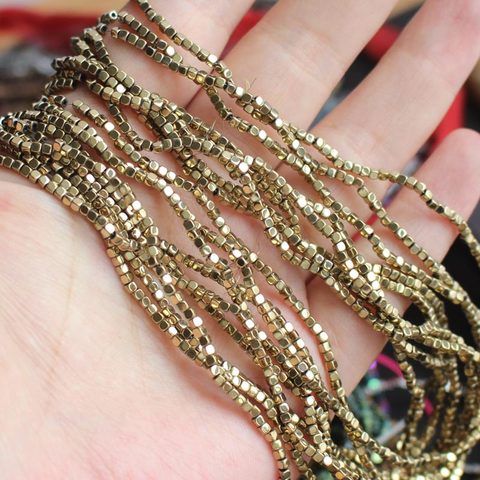 Perles carrées lisses plaquées en hématite, très brillantes, 2mm,3mm,4mm, pour la fabrication de bijoux à bricoler soi-même, pendentif, collier ► Photo 1/5