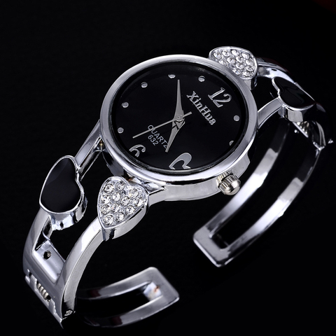 Bracelet en forme de coeur montre femmes montres de luxe strass femmes montres dames montre en acier horloge zegarek damski reloj mujer ► Photo 1/6