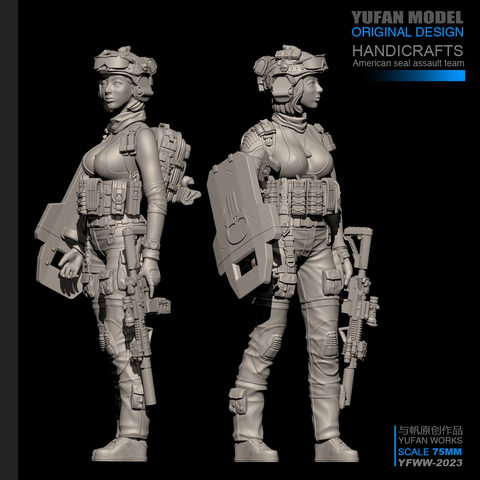 YUFan-Kits de résine modèle 1/24, soldat résine auto-assemblée, moderne pour femme (75mm) YFWW-2023 ► Photo 1/1