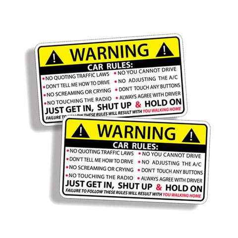 Autocollant Auto en PVC, 10x6cm, règles d'avertissement de sécurité, pour pare-soleil de voiture, tableau de bord, coffre-brise, accoudoir, fenêtre sur le corps de voiture ► Photo 1/6