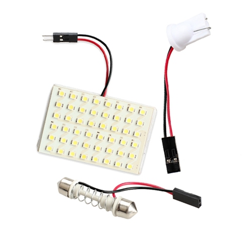 LED voiture intérieur ampoule 48 LED 5000K Auto Diode électroluminescente dôme Festoon toit coffre lampe panneau avec T10 adaptateur Base ► Photo 1/5