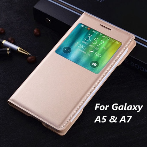 Étui à rabat en cuir pour Samsung Galaxy A5 A500 A500F A500H / A7 A700 A700F A700H ► Photo 1/6