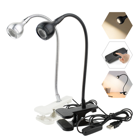 LED lampe de bureau avec pince USB Flexible col de cygne Table lecture livre lumière pour étude 5V 3W aluminium bureau veilleuse ► Photo 1/6