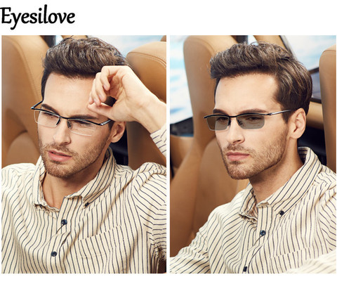 Eyesilove – lunettes photochromiques pour hommes, alliage de titane, myopie, avec verres de Transition sensibles ► Photo 1/5