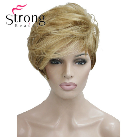 StrongBeauty Court Doux Asymétrique Golden Blonde à Brun Ombre Perruque chaleur freindy Pleine perruque Synthétique COULEUR CHOIX ► Photo 1/1