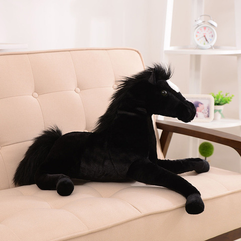 65*33cm 2 couleurs Simulation modèle noir cheval en peluche jouet bonne qualité nouveau présent cadeau brun cheval poupée cheval en peluche jouet ► Photo 1/6