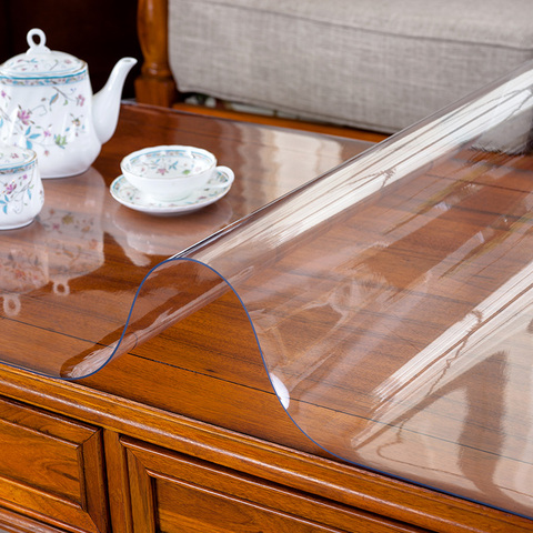 Nappe de table transparente en pvc, housse de table, résistante à l'huile, épaisseur 1mm/2022mm/2mm, textile de maison nouveauté et 1.5mm ► Photo 1/6