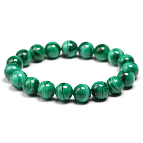 Bracelet Malachite naturelle, AAAAA, bijoux pour Couple, en pierre naturelle, extensible, perles de pierres précieuses, AAAAA ► Photo 1/6