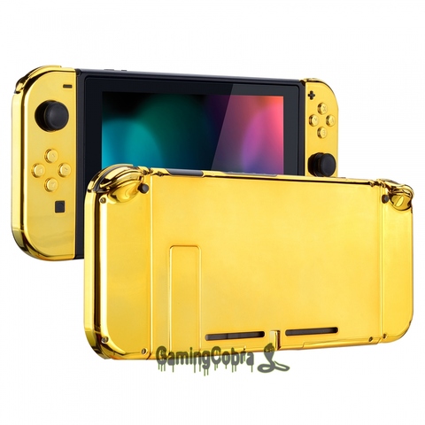 Plaque arrière en or chromé avec coque de boîtier de contrôleur avec boutons complets pour Console portable Nintendo Switch et Joy-Con ► Photo 1/6