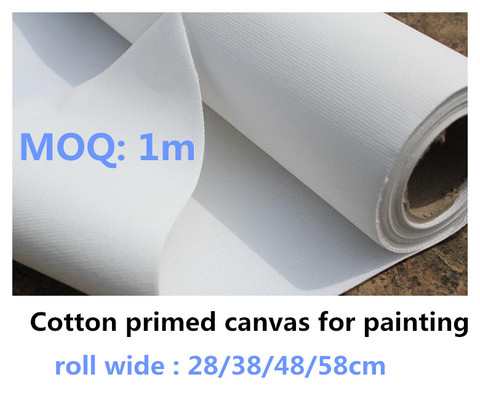 Rouleau de toile blanche 280 coton, 100% g, apprêté, pour la pratique de la peinture à la main, 28/38/48/58cm de large ► Photo 1/1