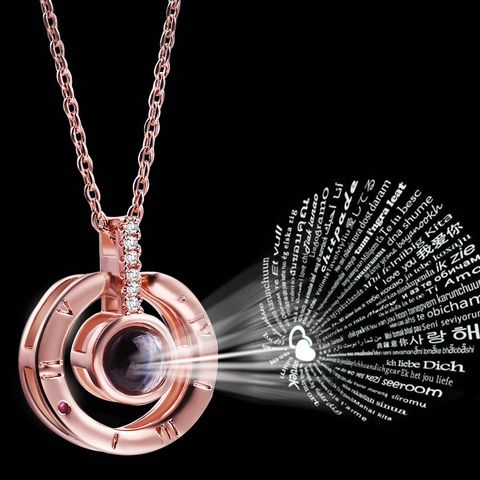 Drop Shipping Rose Or et Argent 100 Langues Je t'aime De Projection Pendentif Collier Romantique Amour Mémoire De Mariage Colliers ► Photo 1/6