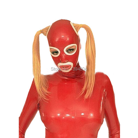 Masque en Latex pour femmes, Lingerie Sexy, offre spéciale, limite de temps, cagoule épissée, trous de traction en caoutchouc fétichiste pour cheveux ► Photo 1/1