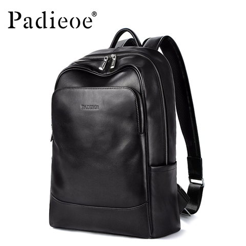 Padieoe-sac à dos pour hommes, cuir véritable, sac d'école, cadeau du nouvel an pour adolescents, 15 pouces, pochette d'ordinateur ► Photo 1/6